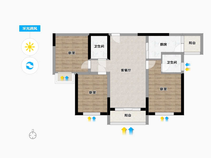 四川省-成都市-置信国色天乡鹭湖宫10区-77.03-户型库-采光通风