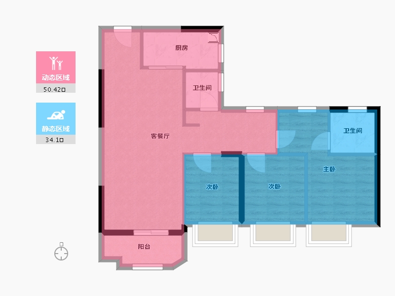 广东省-珠海市-中海星筑-75.53-户型库-动静分区