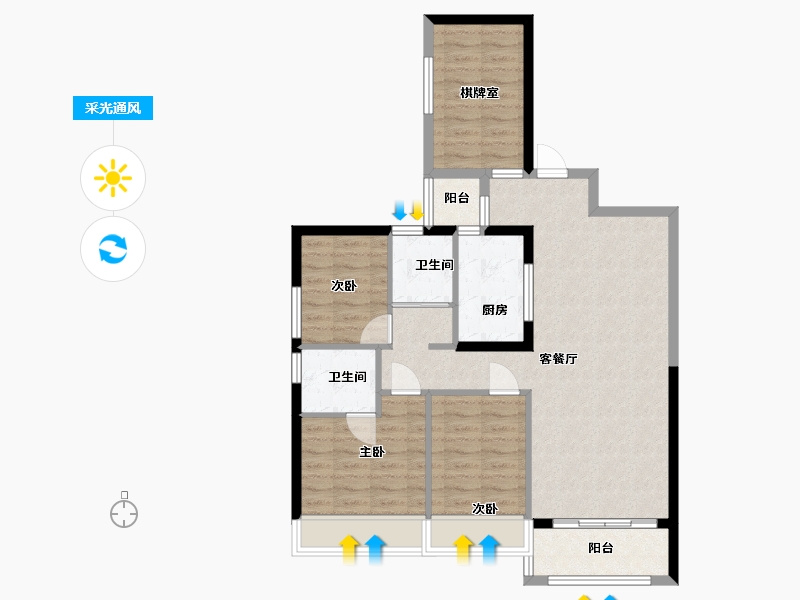 贵州省-贵阳市-碧桂园茶马古镇-89.36-户型库-采光通风