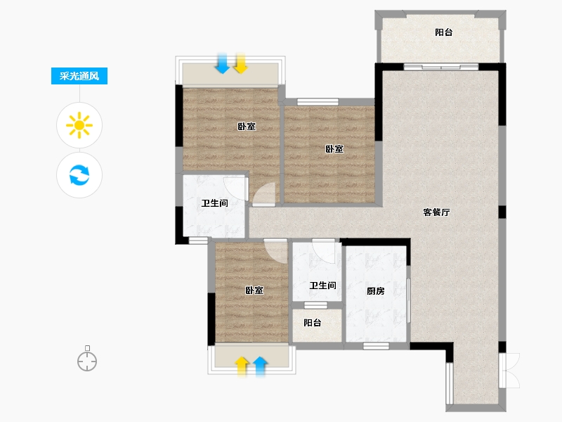 贵州省-安顺市-中鼎天悦-95.86-户型库-采光通风