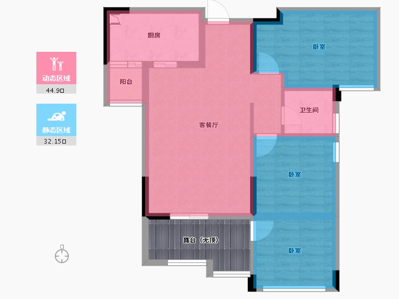 四川省-成都市-宇顺花与城-74.84-户型库-动静分区