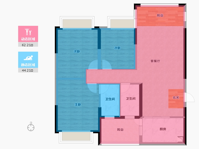 四川省-成都市-成都嘉和世纪城-95.63-户型库-动静分区