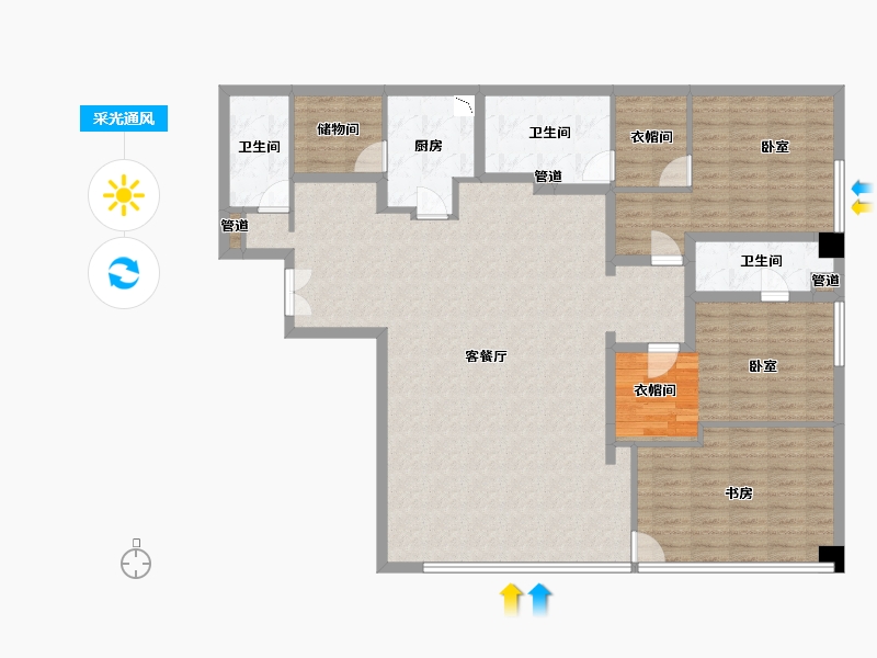 四川省-成都市-花漾锦江-144.54-户型库-采光通风