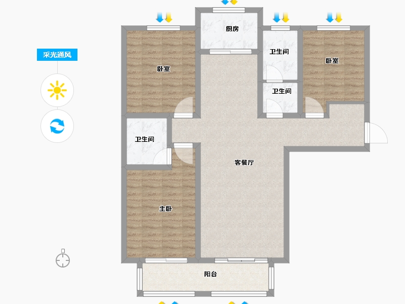 河北省-石家庄市-厚德·中央锦城-108.00-户型库-采光通风