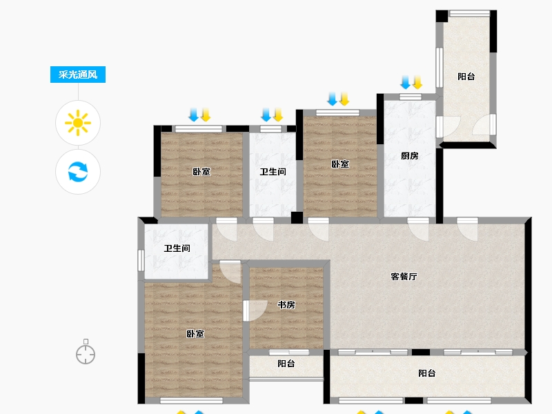 四川省-成都市-置信国色天乡鹭湖宫10区-128.73-户型库-采光通风