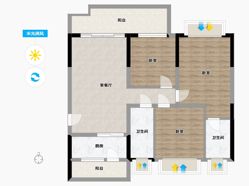 四川省-成都市-东山府锦-92.64-户型库-采光通风