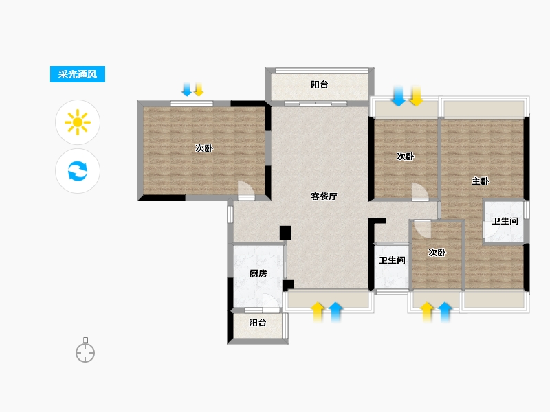 贵州省-贵阳市-碧桂园茶马古镇-128.69-户型库-采光通风