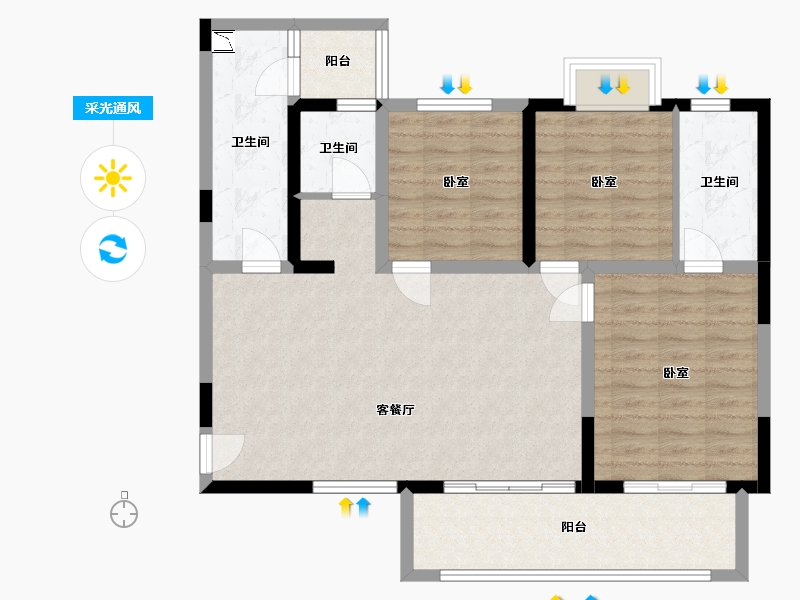 四川省-成都市-置信国色天乡鹭湖宫10区-95.55-户型库-采光通风