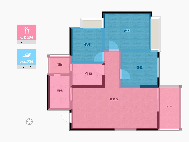 云南省-昆明市-蓝光德商天域-65.86-户型库-动静分区