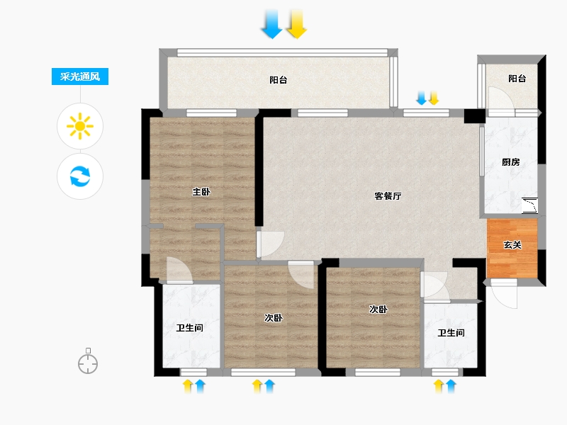 贵州省-贵阳市-青秀2046-91.17-户型库-采光通风