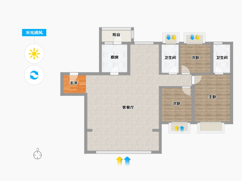 云南省-昆明市-巫家坝金茂广场-112.04-户型库-采光通风