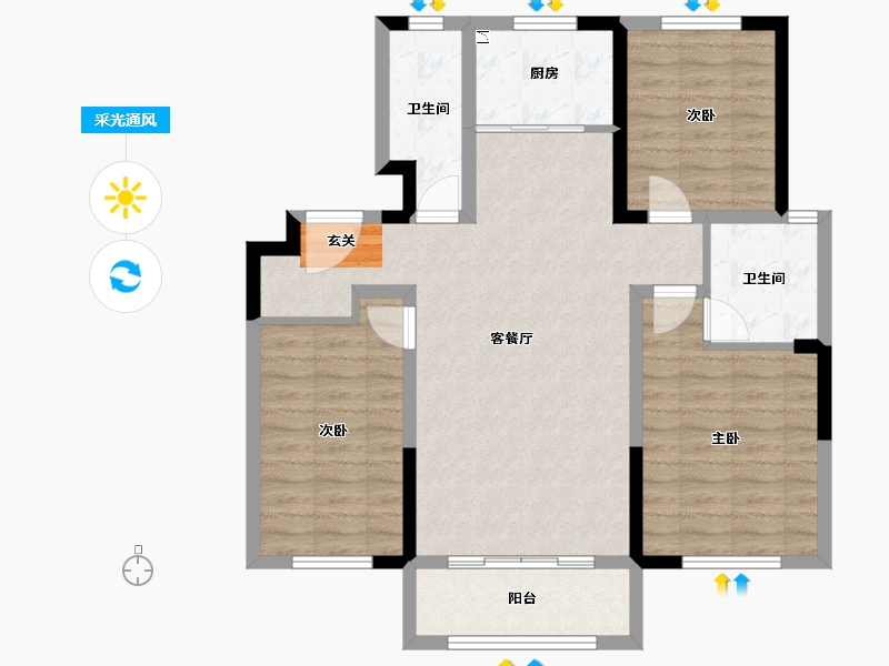 河北省-石家庄市-让山-88.86-户型库-采光通风