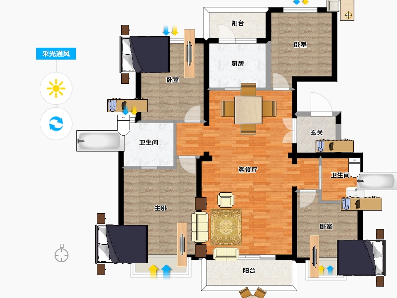 河北省-邯郸市-澜湾-111.75-户型库-采光通风