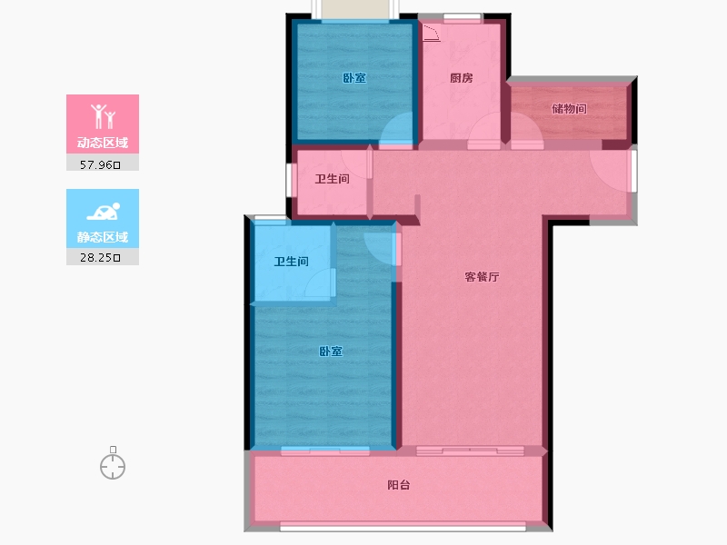 云南省-昆明市-光明璟宸-76.15-户型库-动静分区