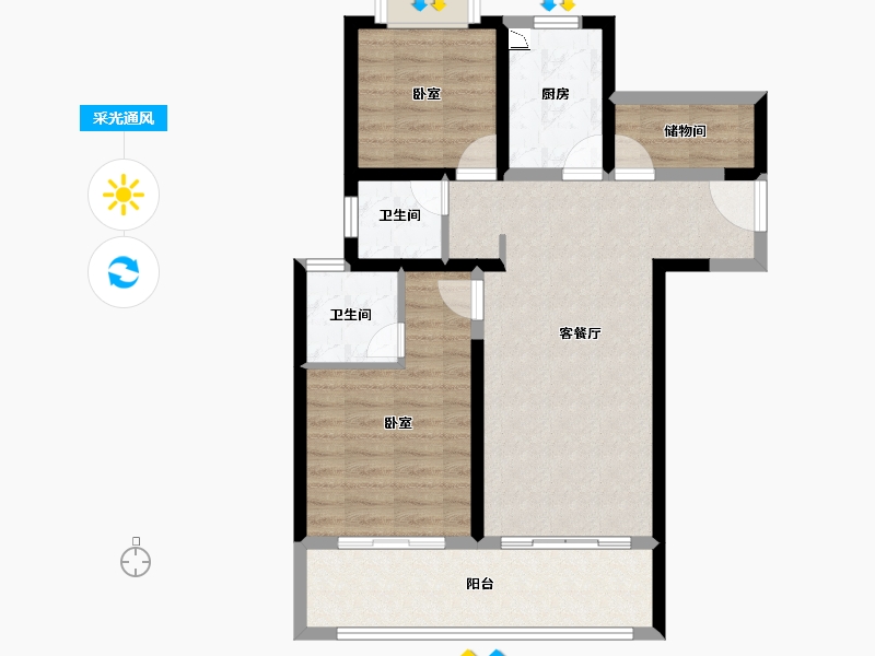 云南省-昆明市-光明璟宸-76.15-户型库-采光通风