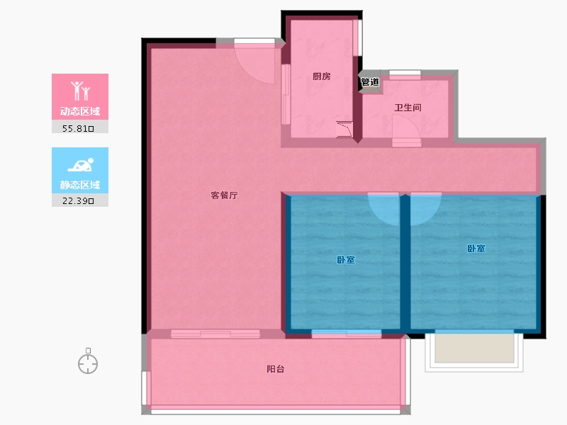 云南省-昆明市-光明璟宸-69.67-户型库-动静分区