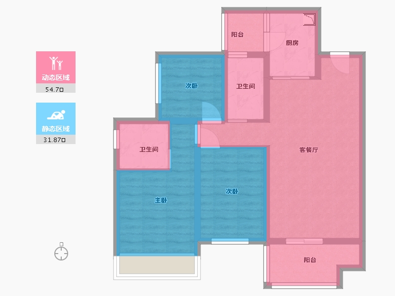 贵州省-贵阳市-保利大国璟-75.82-户型库-动静分区