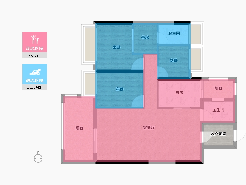 贵州省-遵义市-万象绿城桐樂府-80.91-户型库-动静分区