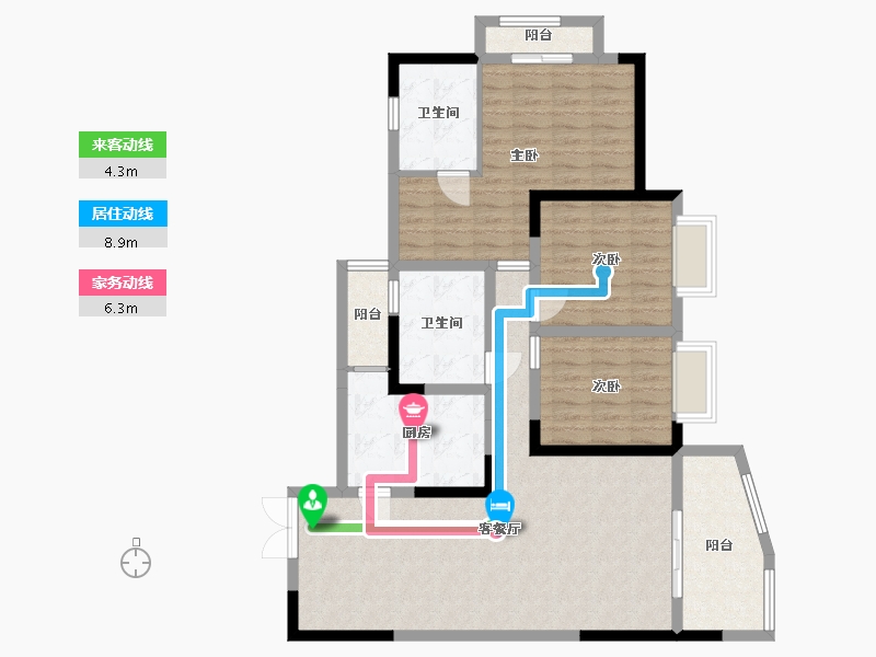 贵州省-贵阳市-清镇住投大都汇-107.20-户型库-动静线