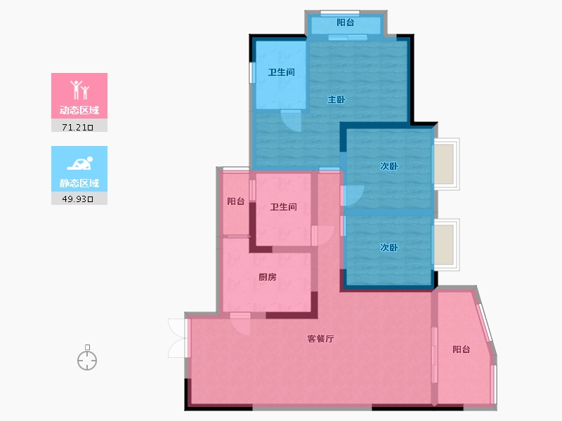 贵州省-贵阳市-清镇住投大都汇-107.20-户型库-动静分区