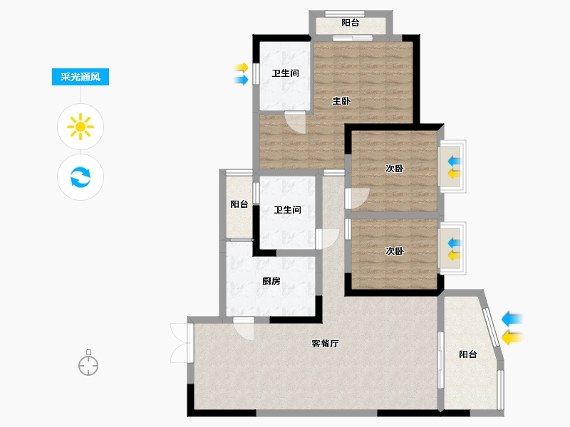 贵州省-贵阳市-清镇住投大都汇-107.20-户型库-采光通风