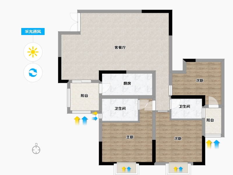 贵州省-贵阳市-清镇住投大都汇-103.18-户型库-采光通风