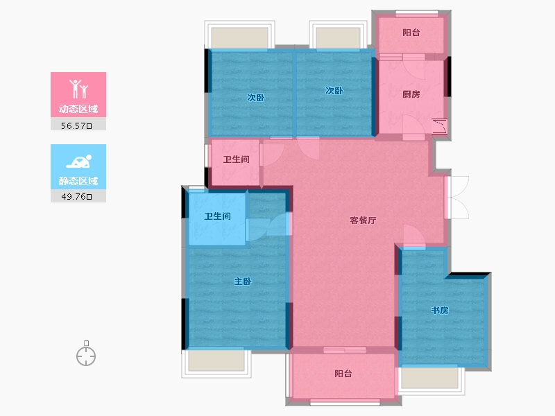 贵州省-贵阳市-蓝光雍锦湾-94.60-户型库-动静分区