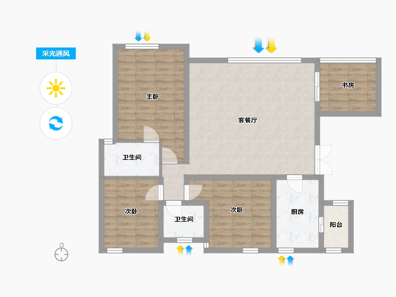 四川省-巴中市-云城·书香美邸-103.72-户型库-采光通风