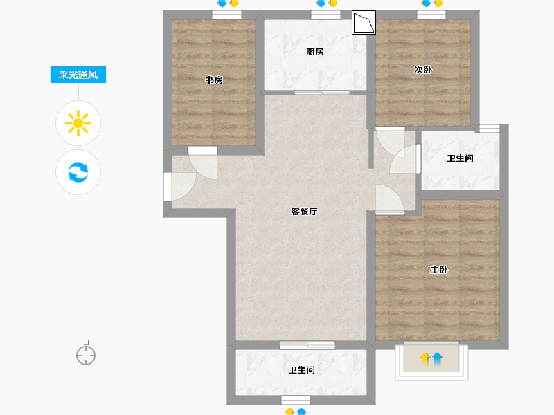 河北省-石家庄市-碧桂园凤凰城-70.28-户型库-采光通风