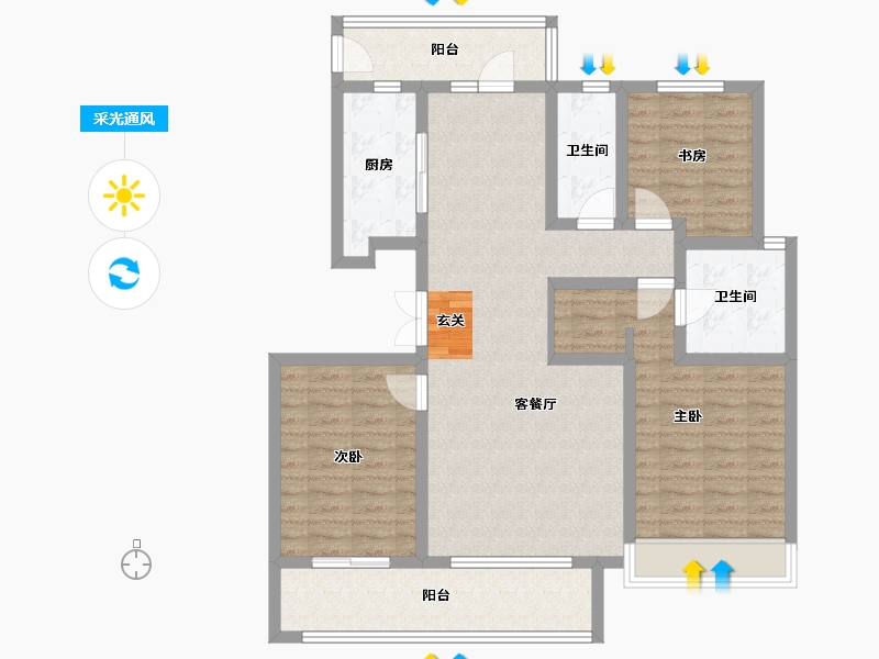 河北省-石家庄市-让山-103.89-户型库-采光通风