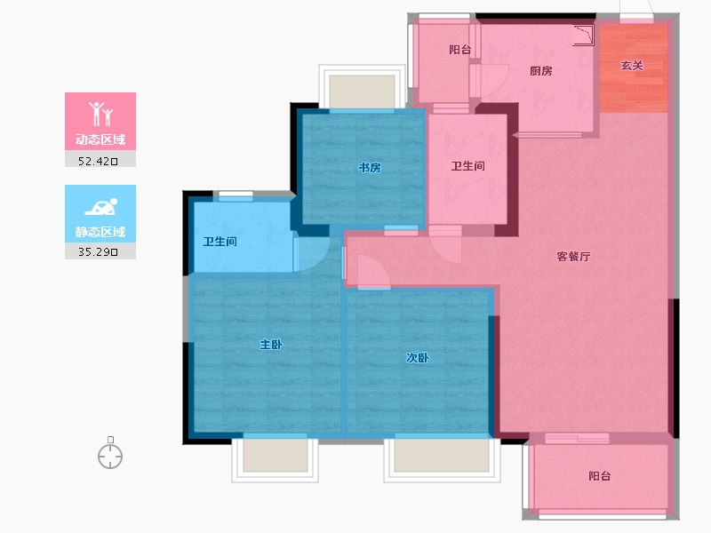 贵州省-贵阳市-贵阳远洋风景-77.60-户型库-动静分区