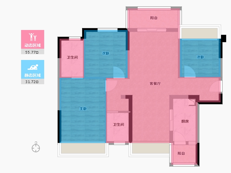 贵州省-贵阳市-蓝光雍锦湾-77.22-户型库-动静分区