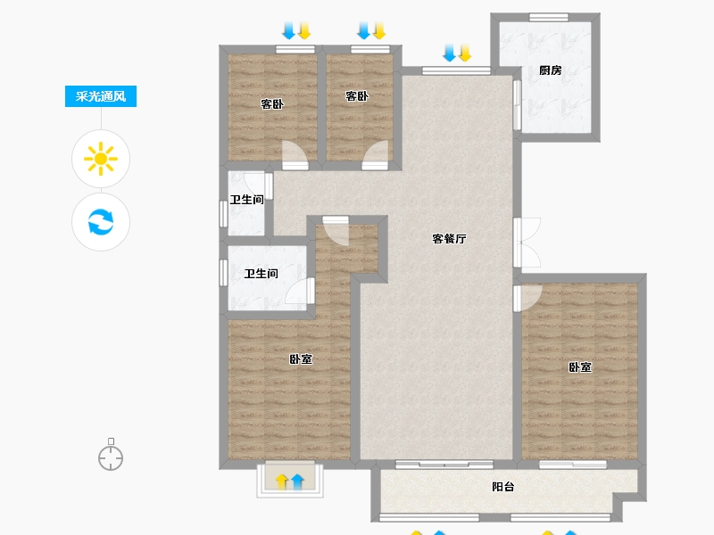 河北省-石家庄市-天功颂园-126.00-户型库-采光通风