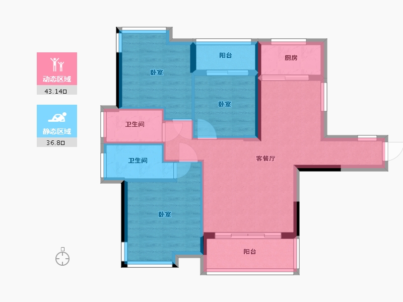 贵州省-安顺市-万家领秀城-70.99-户型库-动静分区