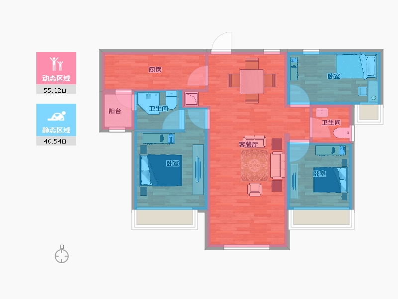 河北省-邯郸市-碧桂园·天誉-85.28-户型库-动静分区