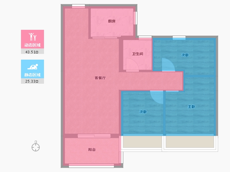 贵州省-贵阳市-碧桂园凤凰城-61.37-户型库-动静分区