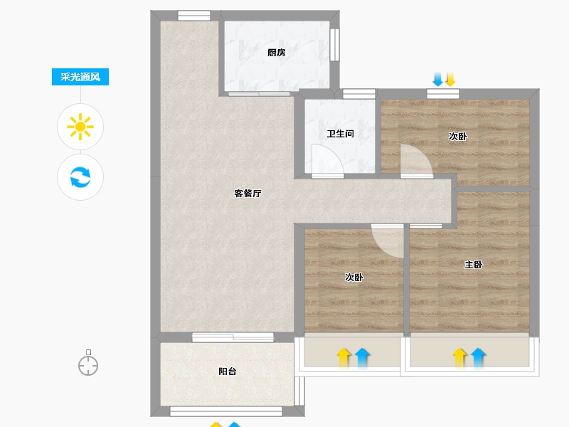 贵州省-贵阳市-碧桂园凤凰城-61.37-户型库-采光通风