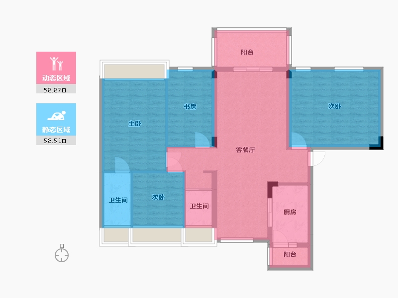 贵州省-贵阳市-碧桂园茶马古镇-105.62-户型库-动静分区