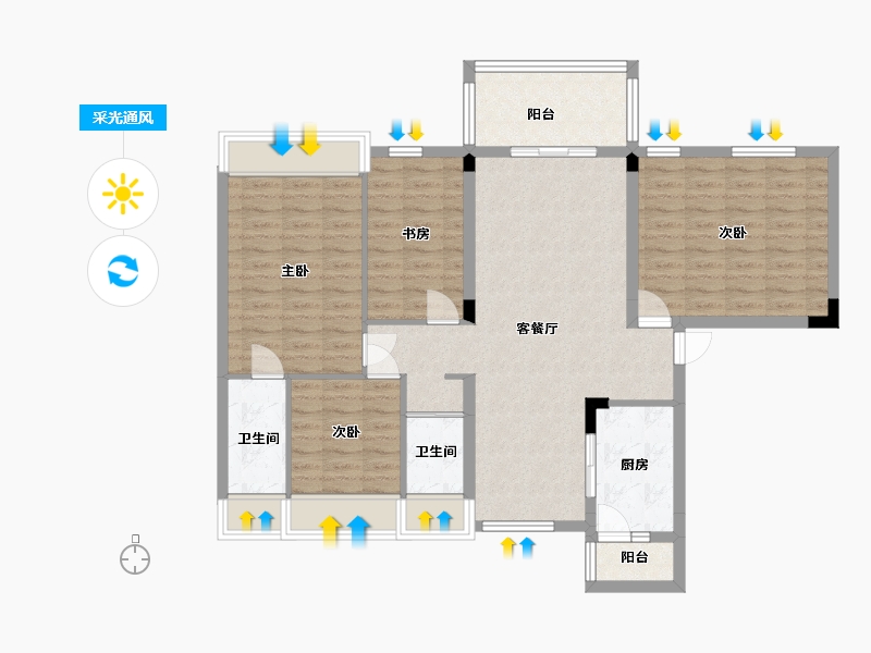 贵州省-贵阳市-碧桂园茶马古镇-105.62-户型库-采光通风