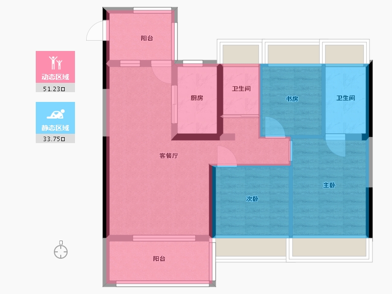 贵州省-贵阳市-碧桂园凤凰城-75.52-户型库-动静分区