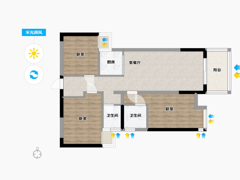 贵州省-安顺市-万家领秀城-69.08-户型库-采光通风