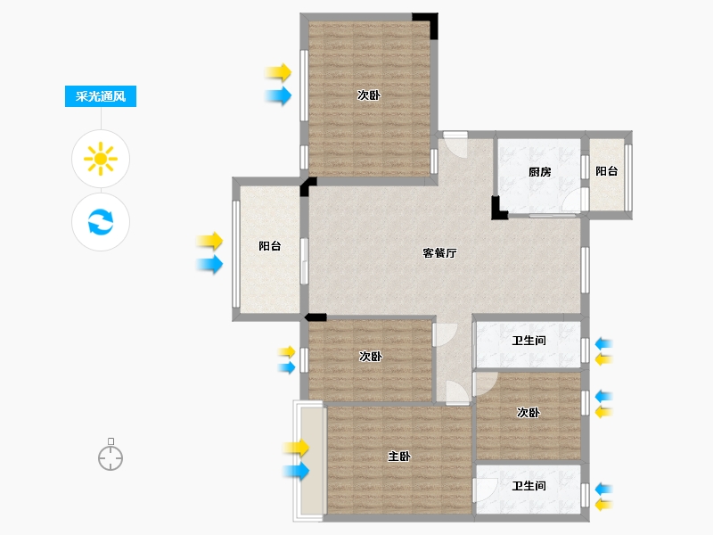 贵州省-贵阳市-碧桂园茶马古镇-127.50-户型库-采光通风