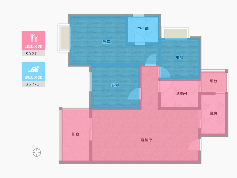 云南省-昆明市-蓝光德商天域-77.63-户型库-动静分区