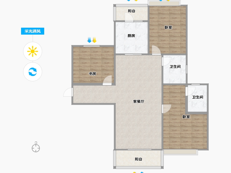 云南省-昆明市-隆盛府-104.00-户型库-采光通风