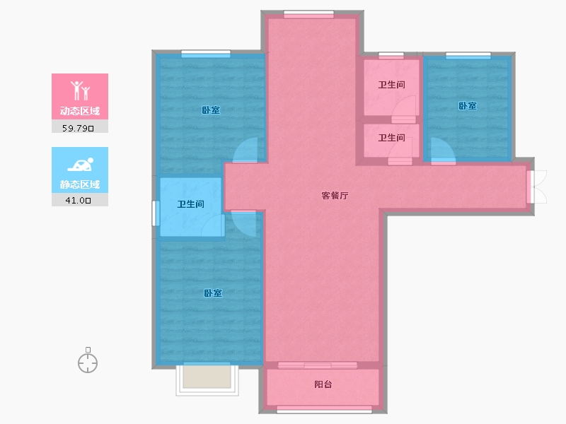 河北省-石家庄市-天功颂园-90.79-户型库-动静分区