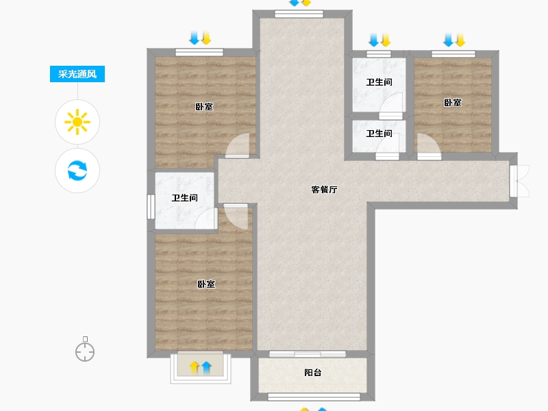 河北省-石家庄市-天功颂园-90.79-户型库-采光通风