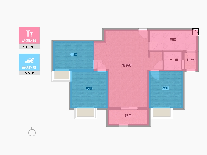 河北省-石家庄市-碧桂园凤凰城-70.29-户型库-动静分区