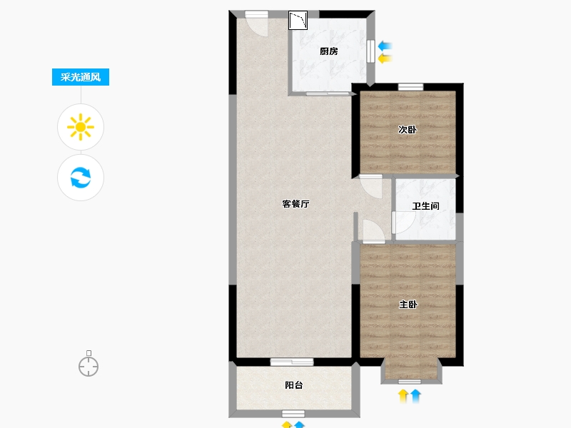 河北省-石家庄市-碧桂园凤凰城-74.00-户型库-采光通风