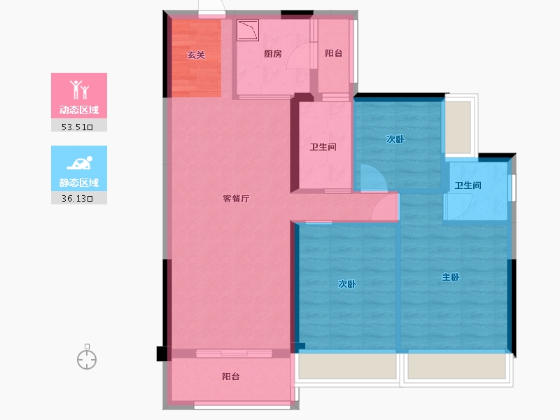 贵州省-贵阳市-碧桂园星荟-79.73-户型库-动静分区