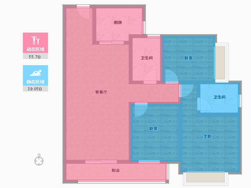 云南省-昆明市-蓝光德商天域-84.79-户型库-动静分区